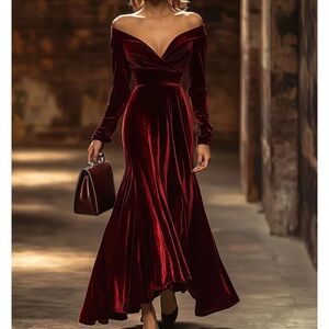 Maroon Velvet Dress brand new